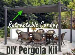 Low-Maintenance Aluminum Pergola Kit with Retractable Canopy
